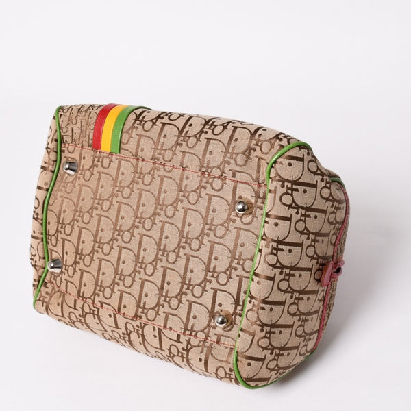 Very Good Condition Christian Dior Handbag 08RU-0064 Rasta Color Beige Trotter Galliano Period Used 4a003670