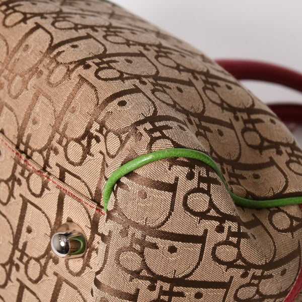 Very Good Condition Christian Dior Handbag 08RU-0064 Rasta Color Beige Trotter Galliano Period Used 4a003670