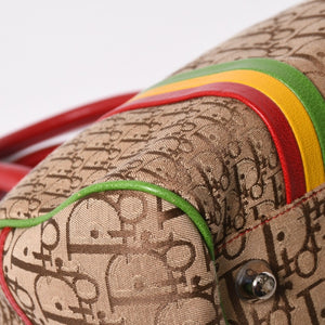 Very Good Condition Christian Dior Handbag 08RU-0064 Rasta Color Beige Trotter Galliano Period Used 4a003670