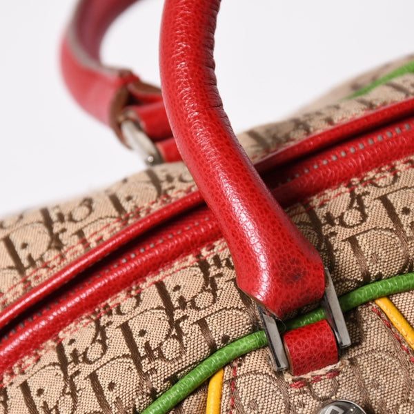 Very Good Condition Christian Dior Handbag 08RU-0064 Rasta Color Beige Trotter Galliano Period Used 4a003670