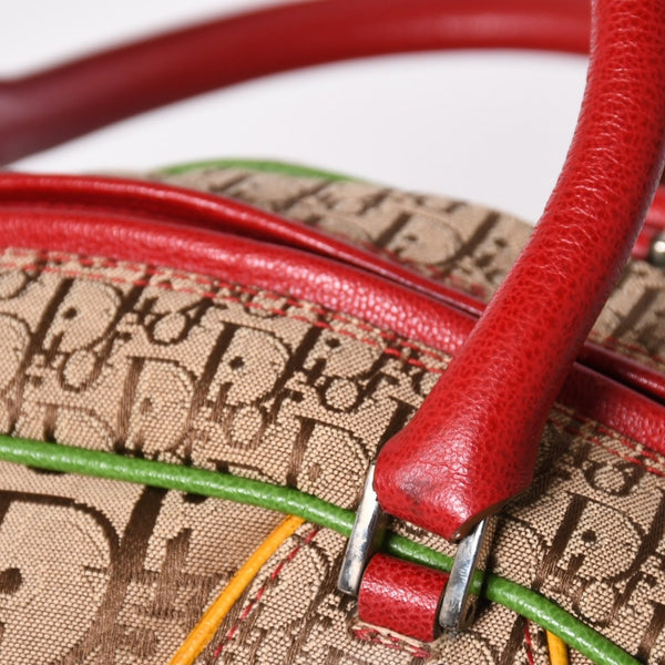 Very Good Condition Christian Dior Handbag 08RU-0064 Rasta Color Beige Trotter Galliano Period Used 4a003670