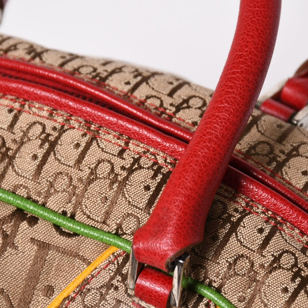 Very Good Condition Christian Dior Handbag 08RU-0064 Rasta Color Beige Trotter Galliano Period Used 4a003670