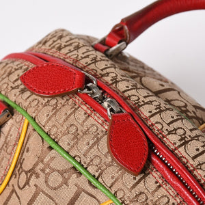 Very Good Condition Christian Dior Handbag 08RU-0064 Rasta Color Beige Trotter Galliano Period Used 4a003670