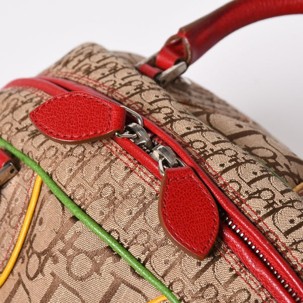 Very Good Condition Christian Dior Handbag 08RU-0064 Rasta Color Beige Trotter Galliano Period Used 4a003670