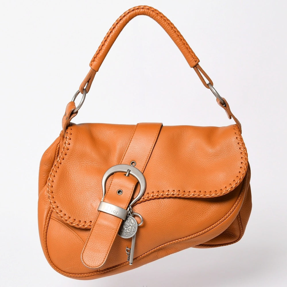 Very Good Condition Christian Dior Gaucho Saddle Handbag Galliano Period 2006SS Out of Print It Bag Leather Beige Good Condition Used 4a003501