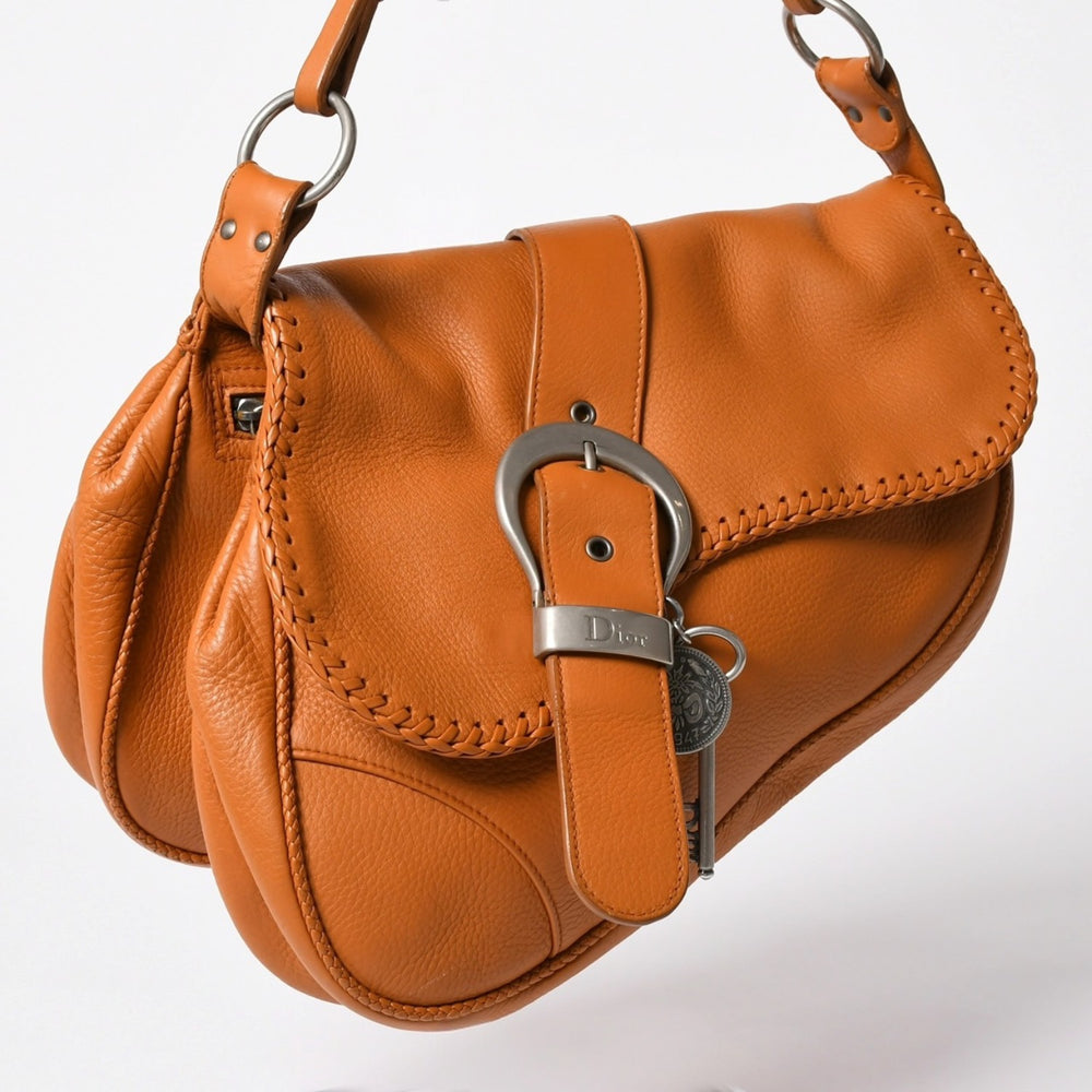 Very Good Condition Christian Dior Gaucho Saddle Handbag Galliano Period 2006SS Out of Print It Bag Leather Beige Good Condition Used 4a003501