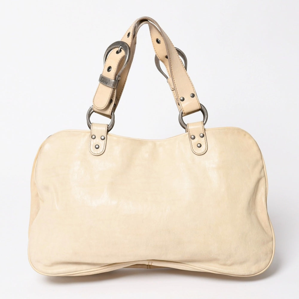 Christian Dior クリスチャンディオール ガウチョサドルトートバッグ ショルダーバッグ 08-MA-0046 ガリアーノ期 2006SS レザー ベージュ 美品 中古 4a003501