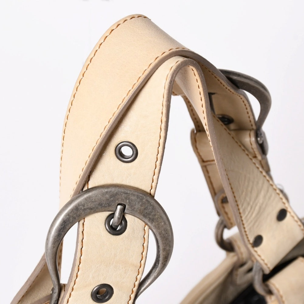 Christian Dior Gaucho Saddle Tote Bag Shoulder Bag 08-MA-0046 Galliano Period 2006SS Leather Beige Good Condition Used 4a003501