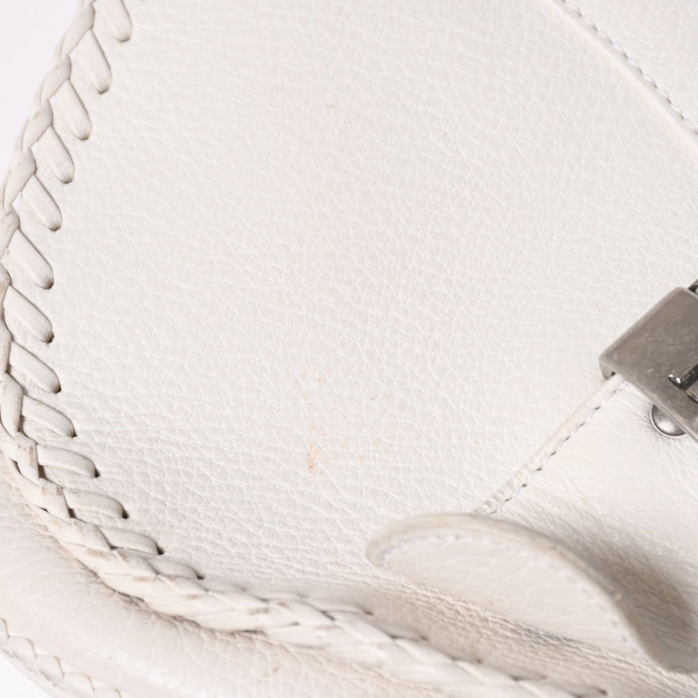 Christian Dior Gaucho Shoulder Bag WS28600 Galliano Period Saddle Bag 2006SS White 05-MA-0016 Silver Hardware Good Condition Used 4a003471