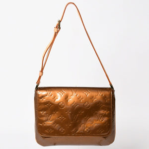 LOUIS VUITTON ルイヴィトン モノグラムヴェルニ トンプソンストリート ショルダーバッグ M91124 ブロンズ ブラウン エナメル GA0040 ゴールド金具 良品 中古 4a003474