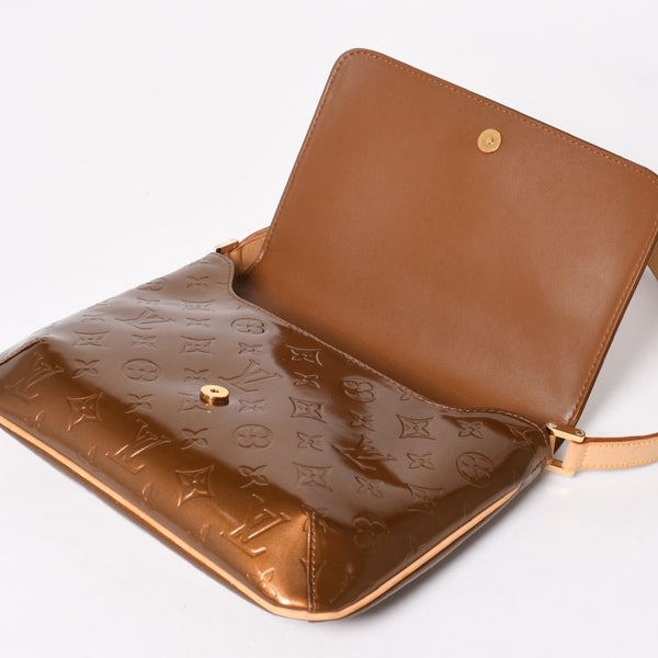 LOUIS VUITTON ルイヴィトン モノグラムヴェルニ トンプソンストリート ショルダーバッグ M91124 ブロンズ ブラウン エナメル GA0040 ゴールド金具 良品 中古 4a003474