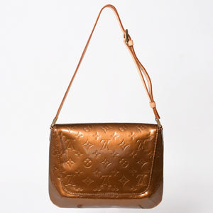 LOUIS VUITTON ルイヴィトン モノグラムヴェルニ トンプソンストリート ショルダーバッグ M91124 ブロンズ ブラウン エナメル GA0040 ゴールド金具 良品 中古 4a003474