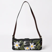 画像をギャラリービューアに読み込む, 極美品 FENDI フェンディ マンマバケット フラワー デニム Shoulder Bag ショルダーバッグ ネイビー 中古 4a003652
