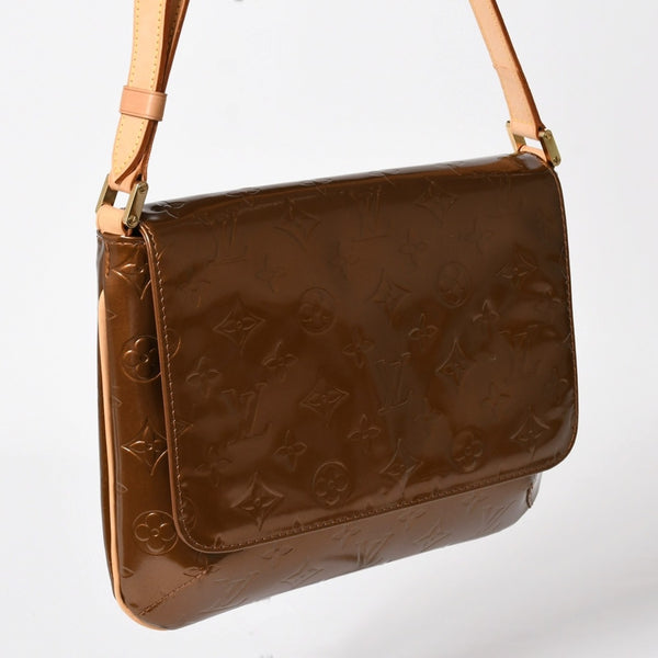 LOUIS VUITTON ルイヴィトン モノグラムヴェルニ トンプソンストリート ショルダーバッグ M91124 ブロンズ ブラウン エナメル GA0040 ゴールド金具 良品 中古 4a003474