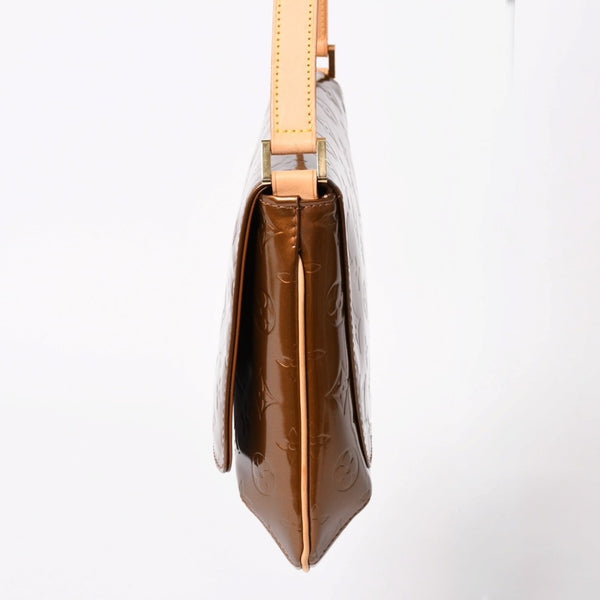 LOUIS VUITTON ルイヴィトン モノグラムヴェルニ トンプソンストリート ショルダーバッグ M91124 ブロンズ ブラウン エナメル GA0040 ゴールド金具 良品 中古 4a003474