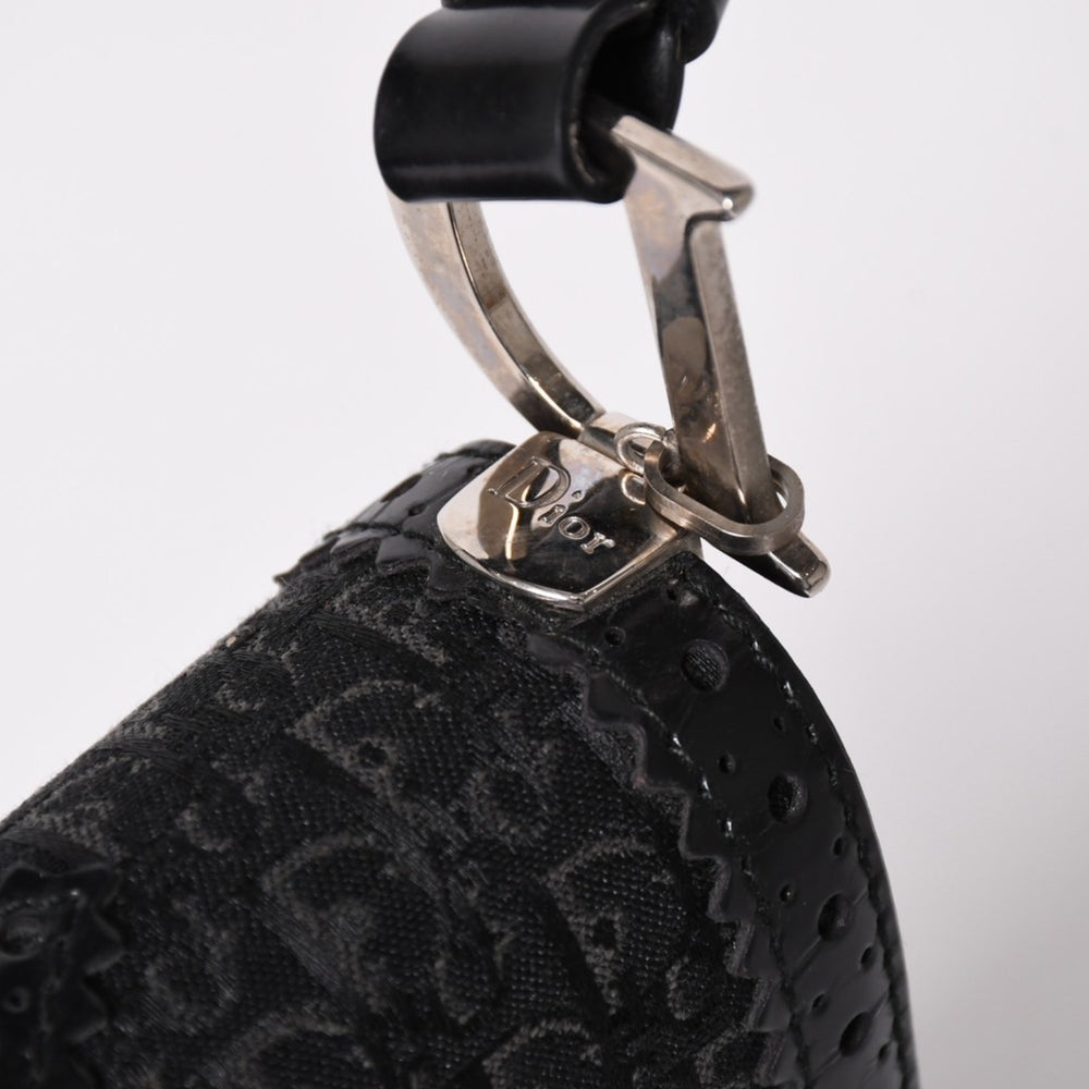 極美品 Christian Dior クリスチャンディオール ジャガード トロッター柄ワンショルダーバッグ 02-MA-0024 コットンキャンバス レザー 中古 4a003557