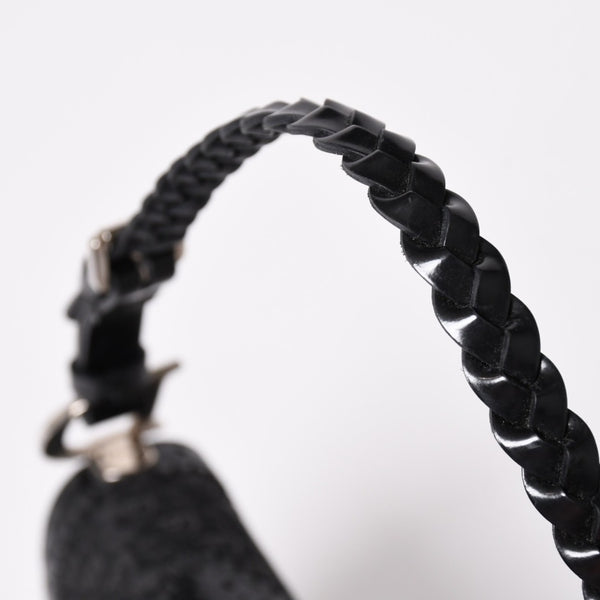 極美品 Christian Dior クリスチャンディオール ジャガード トロッター柄ワンショルダーバッグ 02-MA-0024 コットンキャンバス レザー 中古 4a003557