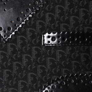極美品 Christian Dior クリスチャンディオール ジャガード トロッター柄ワンショルダーバッグ 02-MA-0024 コットンキャンバス レザー 中古 4a003557