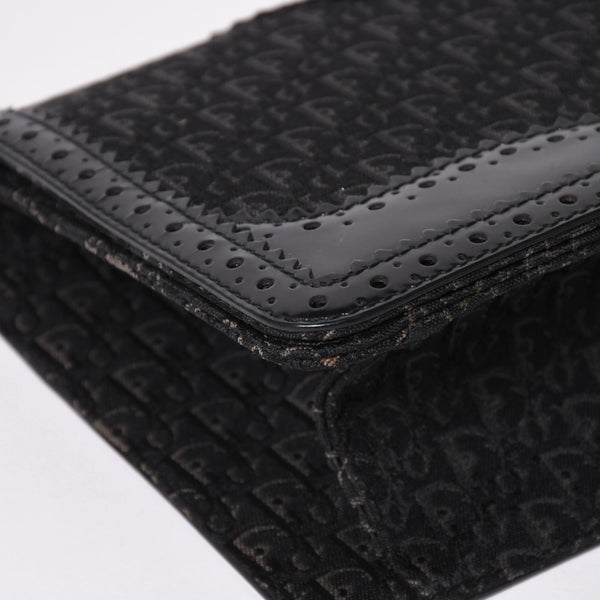 極美品 Christian Dior クリスチャンディオール ジャガード トロッター柄ワンショルダーバッグ 02-MA-0024 コットンキャンバス レザー 中古 4a003557
