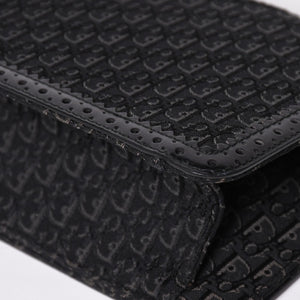 極美品 Christian Dior クリスチャンディオール ジャガード トロッター柄ワンショルダーバッグ 02-MA-0024 コットンキャンバス レザー 中古 4a003557