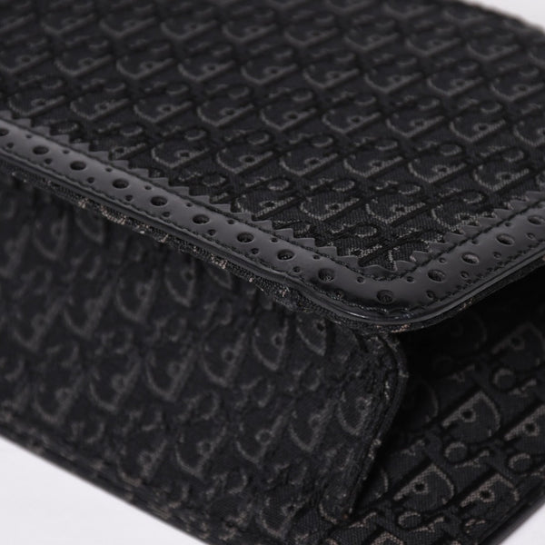 極美品 Christian Dior クリスチャンディオール ジャガード トロッター柄ワンショルダーバッグ 02-MA-0024 コットンキャンバス レザー 中古 4a003557