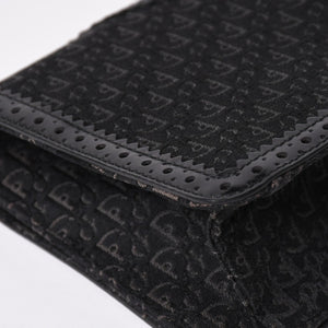 極美品 Christian Dior クリスチャンディオール ジャガード トロッター柄ワンショルダーバッグ 02-MA-0024 コットンキャンバス レザー 中古 4a003557