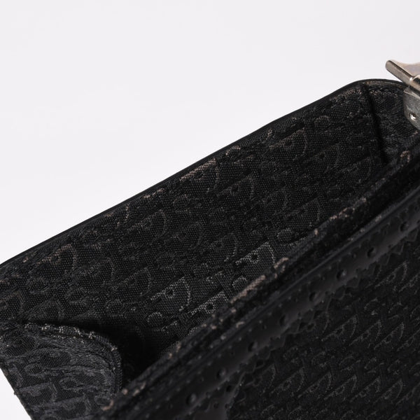 極美品 Christian Dior クリスチャンディオール ジャガード トロッター柄ワンショルダーバッグ 02-MA-0024 コットンキャンバス レザー 中古 4a003557