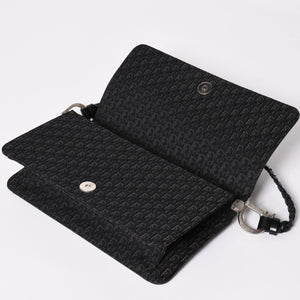 極美品 Christian Dior クリスチャンディオール ジャガード トロッター柄ワンショルダーバッグ 02-MA-0024 コットンキャンバス レザー 中古 4a003557