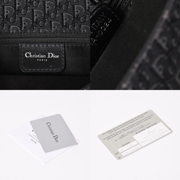 極美品 Christian Dior クリスチャンディオール ジャガード トロッター柄ワンショルダーバッグ 02-MA-0024 コットンキャンバス レザー 中古 4a003557