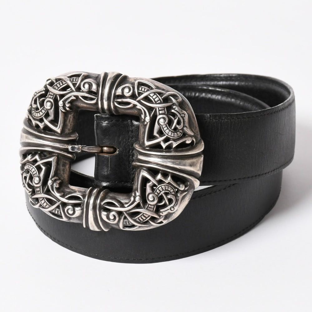 CHROME HEARTS クロムハーツ ケルティック センターバーベルト シルバー925 レザー サイズ32 美品 中古 4a003578