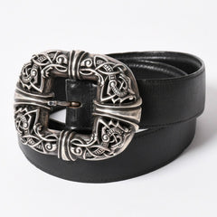 CHROME HEARTS Celtic Center Bar Belt Silver 925 Leather Size 32 Good Condition Used 4a003578