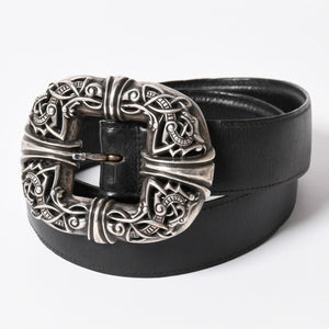 CHROME HEARTS Celtic Center Bar Belt Silver 925 Leather Size 32 Good Condition Used 4a003578