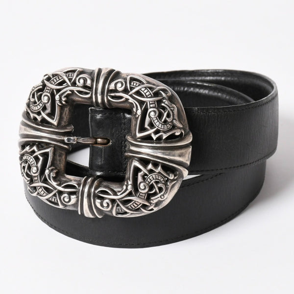 CHROME HEARTS Celtic Center Bar Belt Silver 925 Leather Size 32 Good Condition Used 4a003578