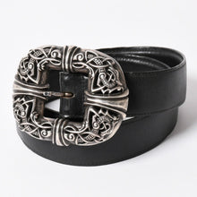 Load image into Gallery viewer, CHROME HEARTS クロムハーツ ケルティック センターバーベルト シルバー925 レザー サイズ32 美品 中古 4a003578
