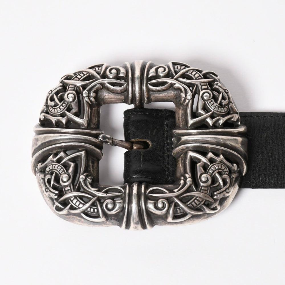 CHROME HEARTS クロムハーツ ケルティック センターバーベルト シルバー925 レザー サイズ32 美品 中古 4a003578