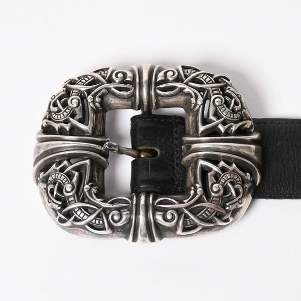 CHROME HEARTS Celtic Center Bar Belt Silver 925 Leather Size 32 Good Condition Used 4a003578