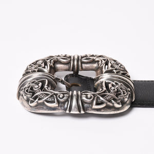 CHROME HEARTS Celtic Center Bar Belt Silver 925 Leather Size 32 Good Condition Used 4a003578