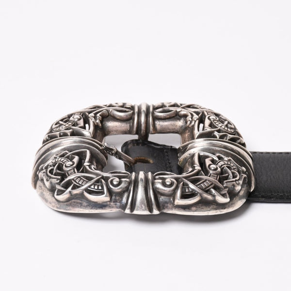 CHROME HEARTS Celtic Center Bar Belt Silver 925 Leather Size 32 Good Condition Used 4a003578