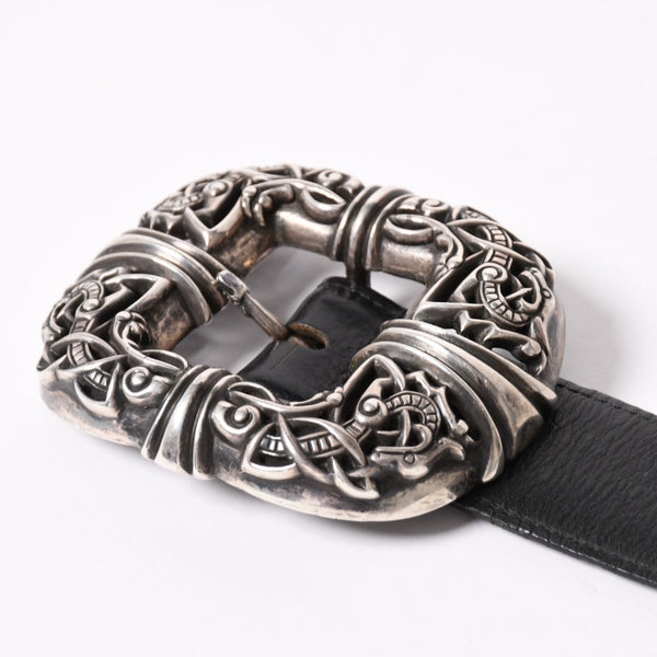 CHROME HEARTS Celtic Center Bar Belt Silver 925 Leather Size 32 Good Condition Used 4a003578