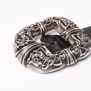 CHROME HEARTS Celtic Center Bar Belt Silver 925 Leather Size 32 Good Condition Used 4a003578