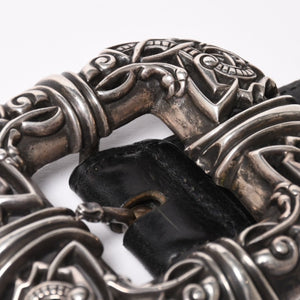 CHROME HEARTS Celtic Center Bar Belt Silver 925 Leather Size 32 Good Condition Used 4a003578