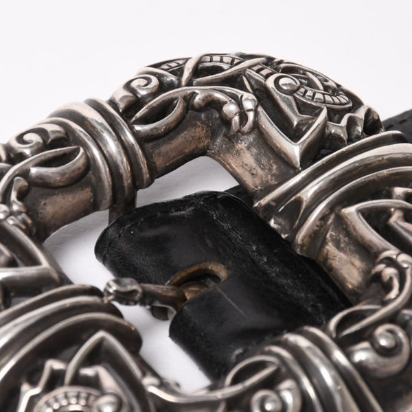 CHROME HEARTS Celtic Center Bar Belt Silver 925 Leather Size 32 Good Condition Used 4a003578