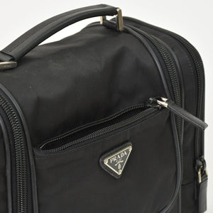 PRADA プラダ Re-Nylon トラベルバッグ キャリーオンバッグ WS28536 ポーチ ナイロン サフィアーノレザー トライアングルロゴ ブラック 2way 美品 中古 4a003486