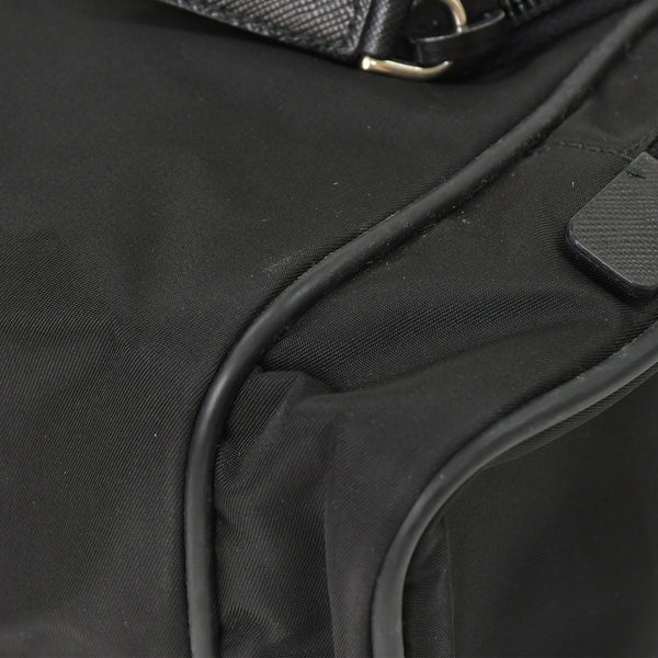 PRADA プラダ Re-Nylon トラベルバッグ キャリーオンバッグ WS28536 ポーチ ナイロン サフィアーノレザー トライアングルロゴ ブラック 2way 美品 中古 4a003486