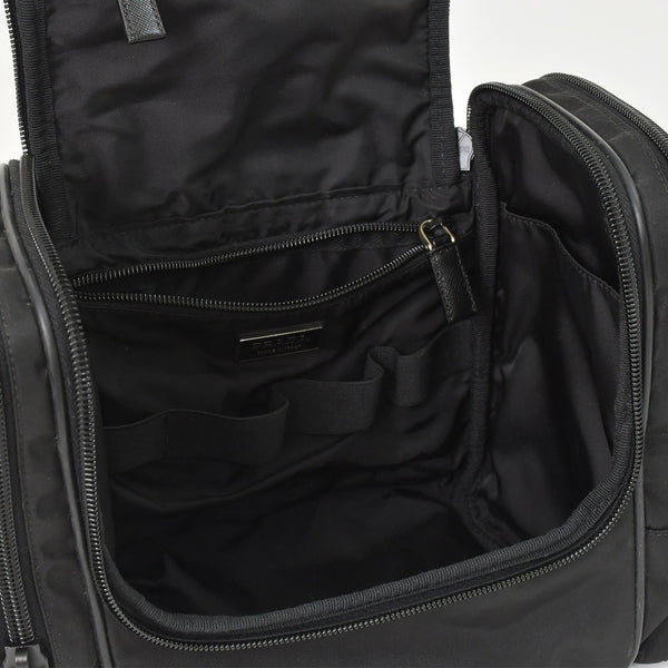 PRADA プラダ Re-Nylon トラベルバッグ キャリーオンバッグ WS28536 ポーチ ナイロン サフィアーノレザー トライアングルロゴ ブラック 2way 美品 中古 4a003486