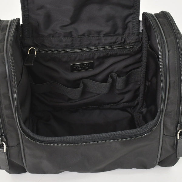 PRADA プラダ Re-Nylon トラベルバッグ キャリーオンバッグ WS28536 ポーチ ナイロン サフィアーノレザー トライアングルロゴ ブラック 2way 美品 中古 4a003486