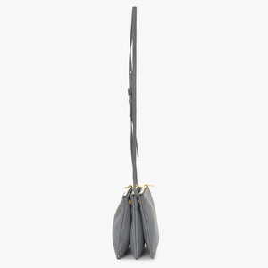 CELINE セリーヌ トリオ Shoulder Bag ショルダーバッグ ライトグレー ゴールド金具 S-AT-1118 美品 中古 4a003245
