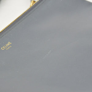 CELINE セリーヌ トリオ Shoulder Bag ショルダーバッグ ライトグレー ゴールド金具 S-AT-1118 美品 中古 4a003245