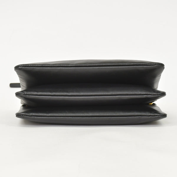 CELINE セリーヌ トリオショルダーバッグ Shoulder Bag W CU 3109 ブラック Black レザー Leather 美品 中古 4a002910