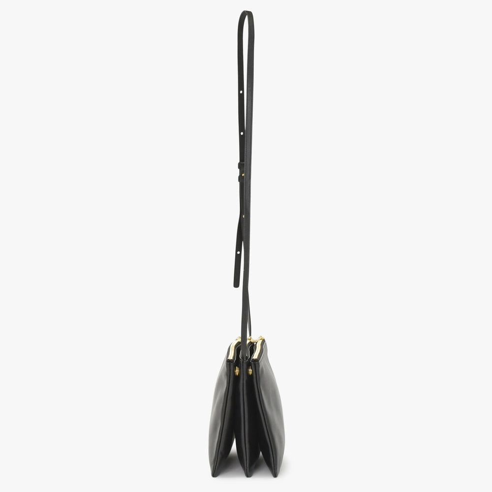CELINE セリーヌ トリオショルダーバッグ Shoulder Bag W CU 3109 ブラック Black レザー Leather 美品 中古 4a002910